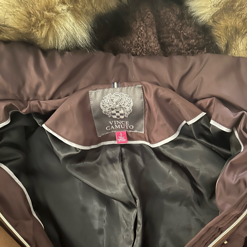 Vince Camuto Faux Fur Puffer, Sz S - Picture 6 of 6